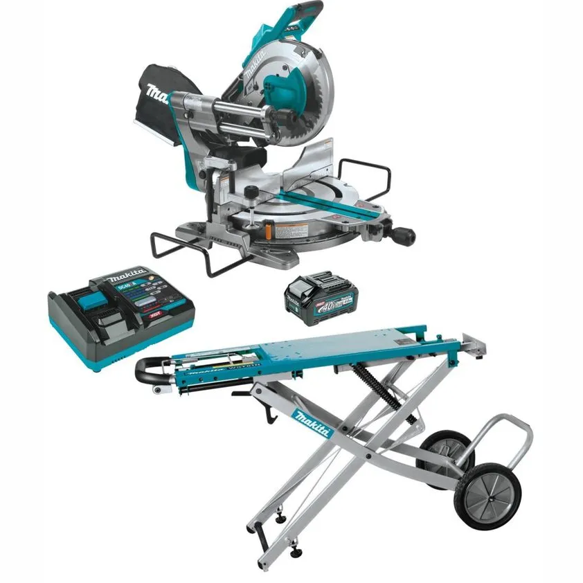 Makita 40V Max XGT 10-Inch Dual Bevel Sliding Compound Miter Saw Kit with Heavy-Duty Stand