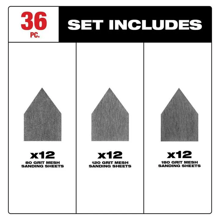 Milwaukee M12 Orbital Sander (Bare Tool) & 36-Piece Premium Mesh Sanding Sheet Bundle 6