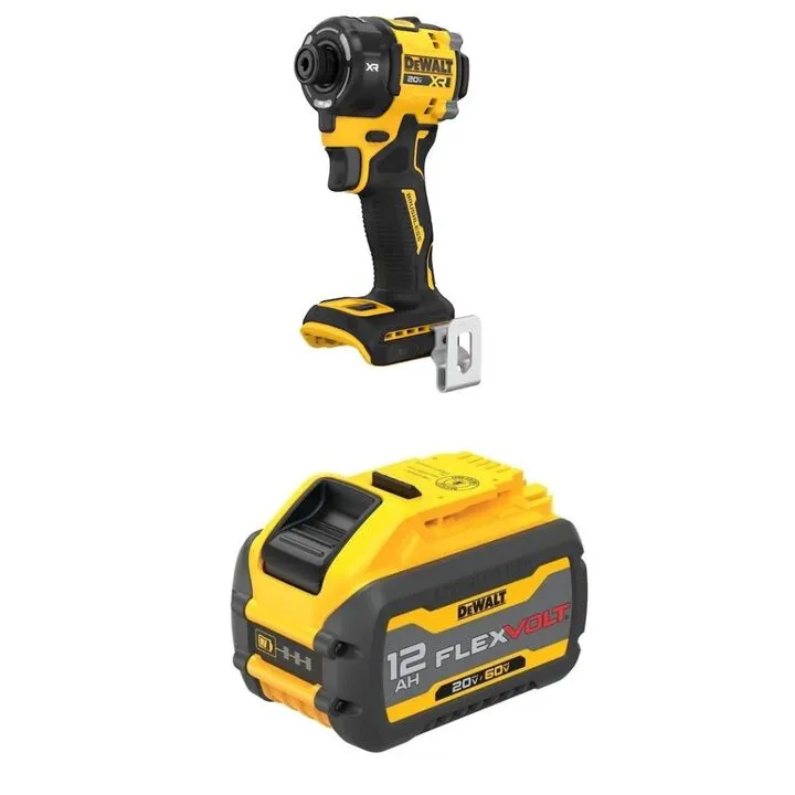 DEWALT 20V MAX 1/4 Inch Cordless Impact Driver & 12Ah Battery Bundle