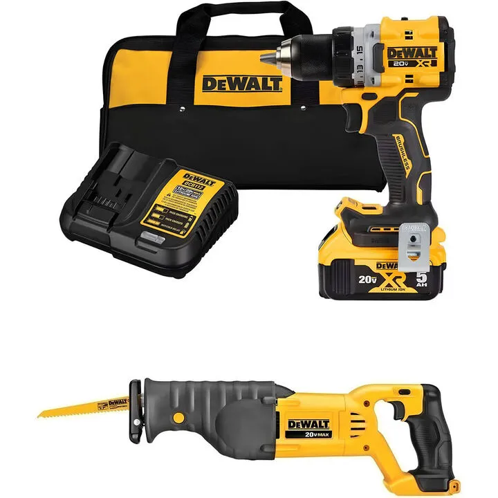 DEWALT 20V MAX Cordless Drill/Driver and Reciprocating Saw Professional Combo Kit