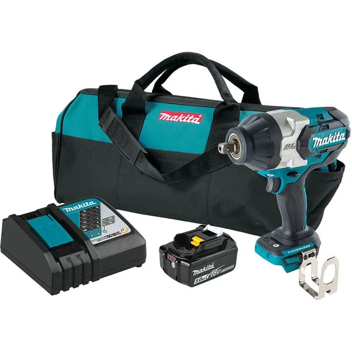 Makita 18V LXT 5Ah Cordless 3-Speed 1/2 Inch Square Drive Impact Wrench Kit