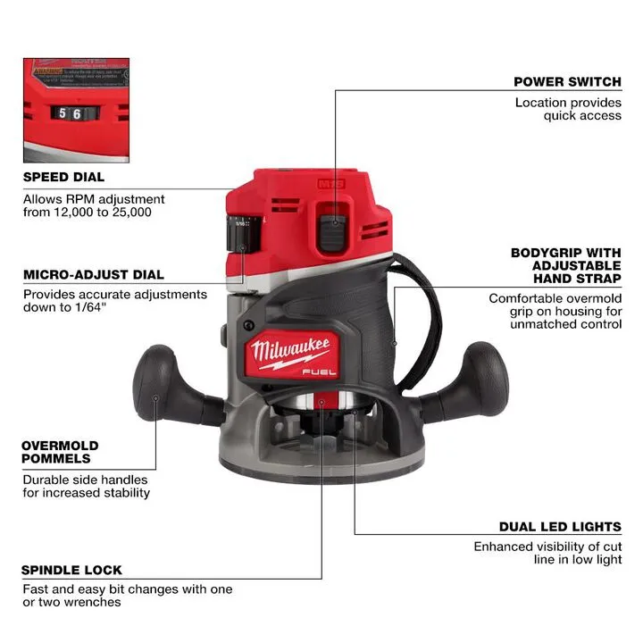 Milwaukee M18 FUEL 1/2 in Router (Bare Tool) 3