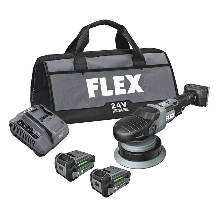 FLEX 24V Gear-Driven Orbital Polisher Kit - High-Torque Professional Detailing System