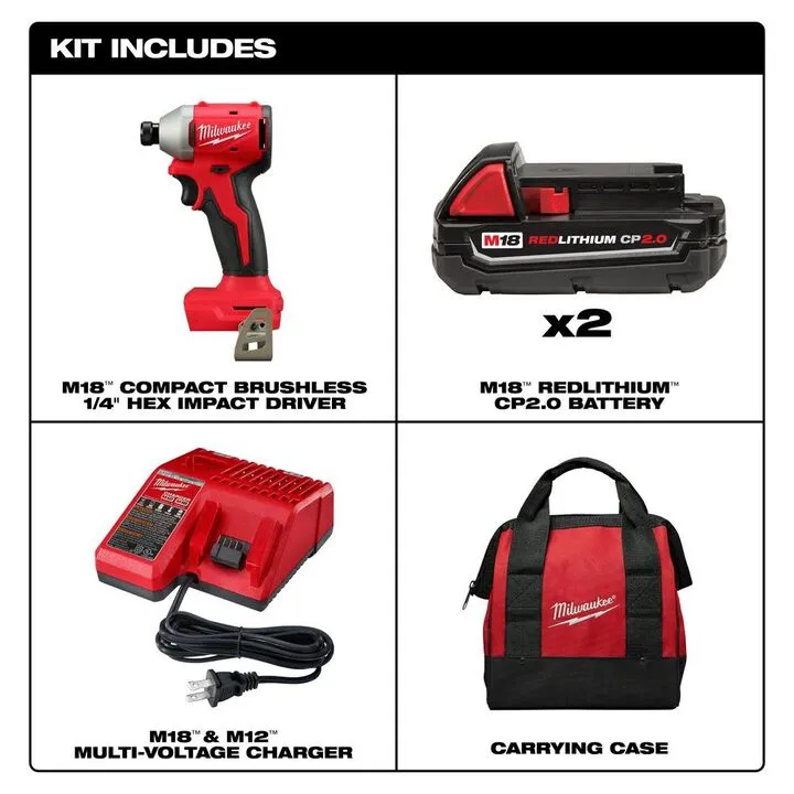 Milwaukee M18 Compact 1/4 in Hex Impact Driver Kit - Precision Performance for Daily Tasks 2