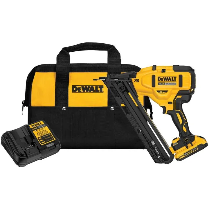 DEWALT 20V MAX XR 15 Gauge Angled Finish Nailer Kit - Professional Cordless Performance 1