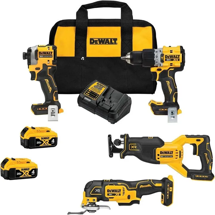 DEWALT 20V MAX Brushless 4-Tool Combo Kit - Professional Grade Performance