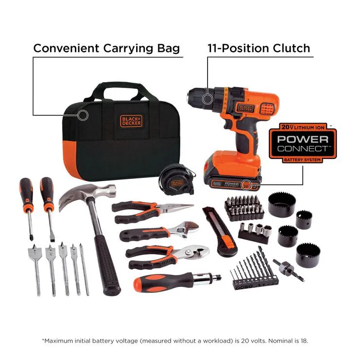 Black and Decker 20V MAX Lithium Drill Project Kit - Essential Home DIY Power Tool Set 4