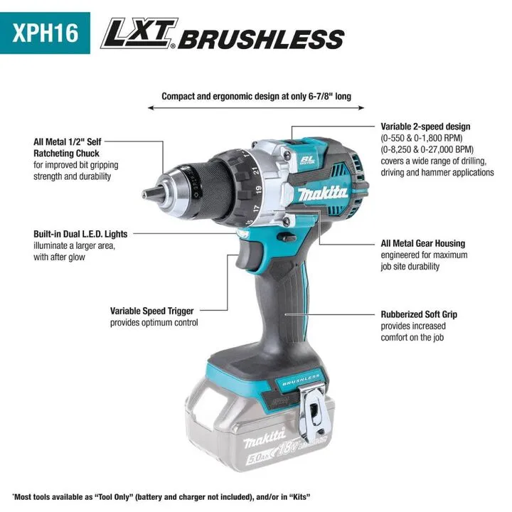 Makita 18V LXT Brushless 2-Piece Combo Kit - High-Efficiency Cordless Performance 4