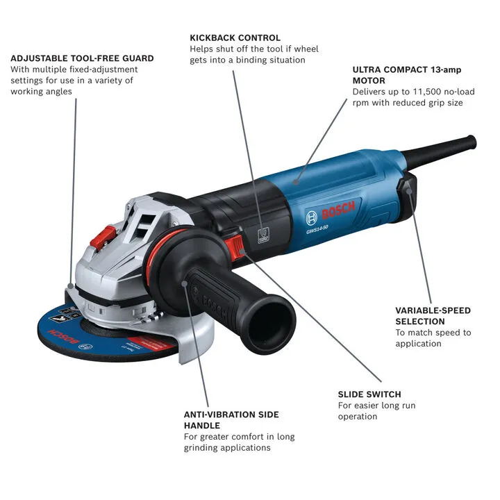 Bosch 5-Inch Angle Grinder with Slide Switch (Reconditioned) 2
