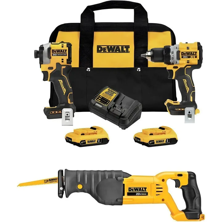 DEWALT 20V MAX Cordless Drill/Impact Driver & Reciprocating Saw Professional Combo Kit