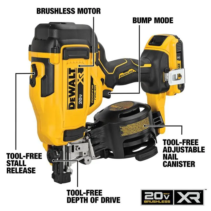 DEWALT 20V MAX 15-Degree Cordless Coil Roofing Nailer Kit - Professional Grade Performance 2