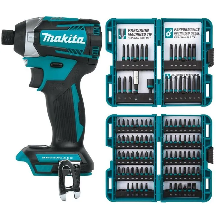 Makita 18V LXT Brushless 3-Speed Impact Driver & 100-Piece ImpactX Bit Set Bundle