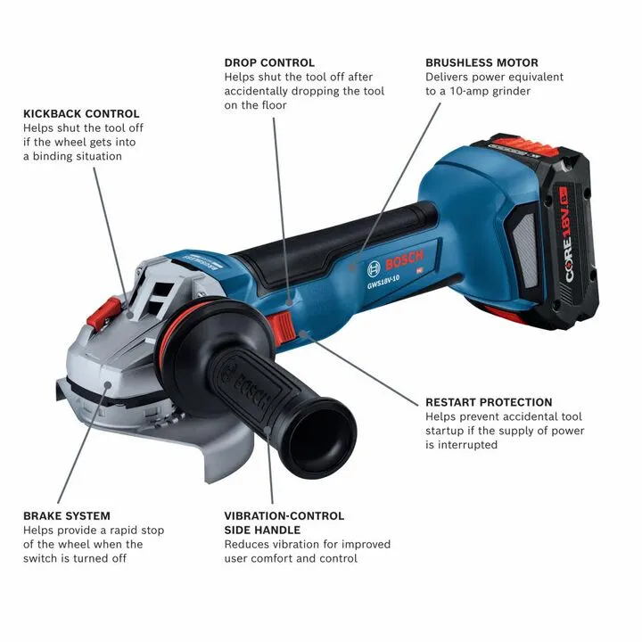 Bosch 18V 4 1/2-5in Angle Grinder Kit - Professional Cordless Performance 1