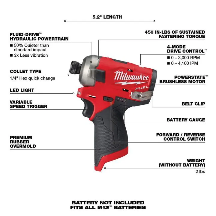 Milwaukee M12 FUEL SURGE 1/4 in. Hex Hydraulic Driver (Bare Tool) 3