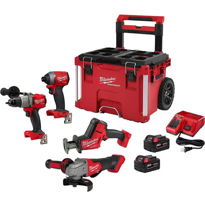 Milwaukee M18 FUEL Rolling PACKOUT 4 Tool Combo Kit - Professional Grade Performance