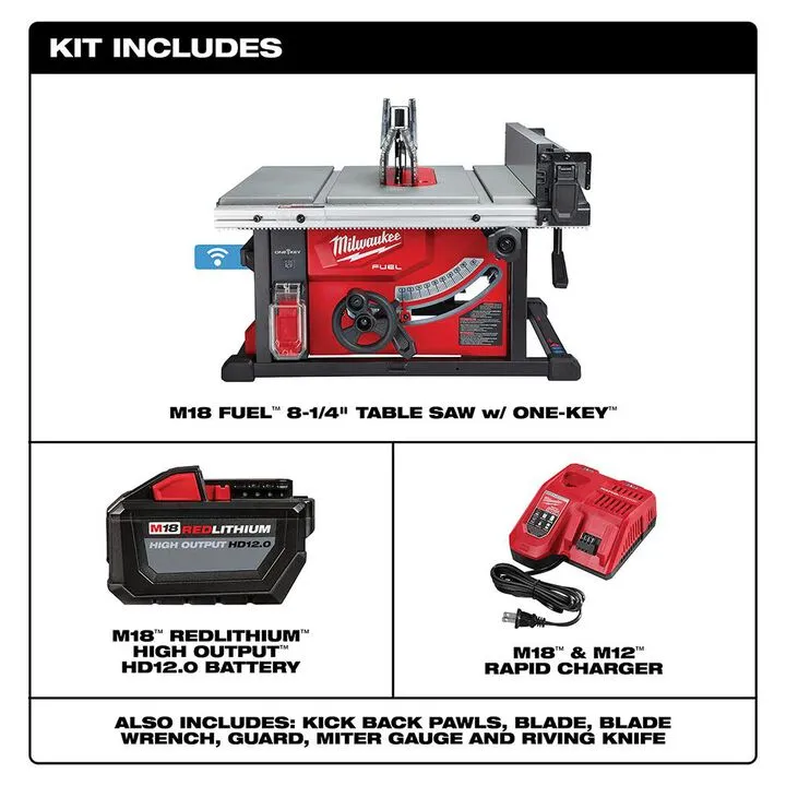 Milwaukee M18 FUEL 8-1/4 in. Table Saw with ONE-KEY Kit - Professional Grade Precision 1