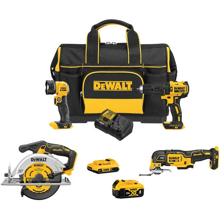 DEWALT 20V MAX 4-Tool Combo Kit with Medium Site Ready Storage