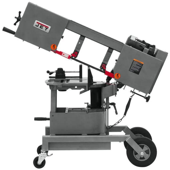 JET 8-Inch Horizontal/Vertical Metal Cutting Band Saw - Portable Industrial Precision