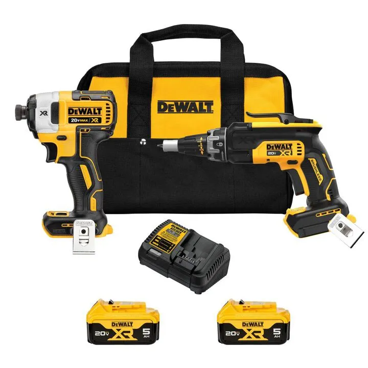 DEWALT 20V MAX XR Brushless Drywall Screwgun & Impact Driver 2-Tool Combo Kit 1