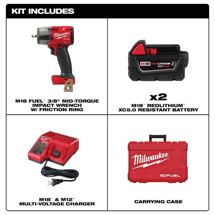 Milwaukee M18 FUEL 3/8-inch Mid-Torque Impact Wrench with Friction Ring Kit 1