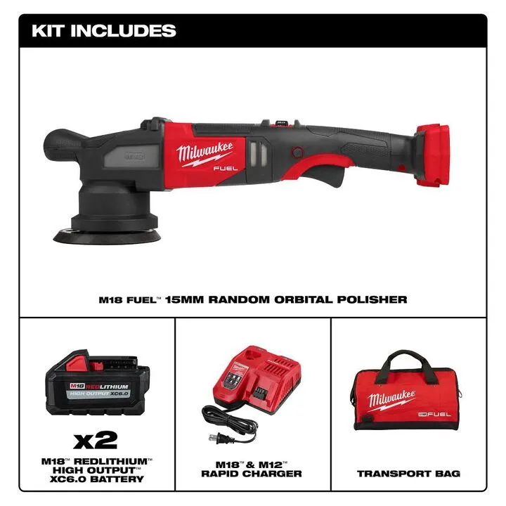Milwaukee M18 FUEL 15mm Random Orbital Polisher Kit - Professional Cordless Performance 1