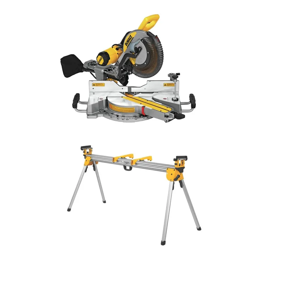 DEWALT 12-Inch Sliding Compound Miter Saw with Heavy-Duty Rolling Stand Bundle