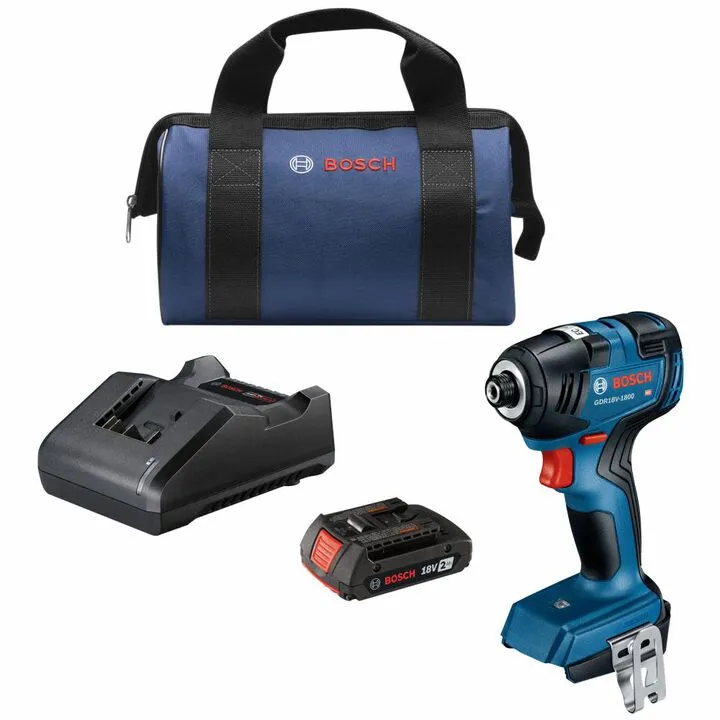 Bosch 18V Brushless 1/4 Inch Hex Impact Driver Kit with 2Ah Standard Power Battery