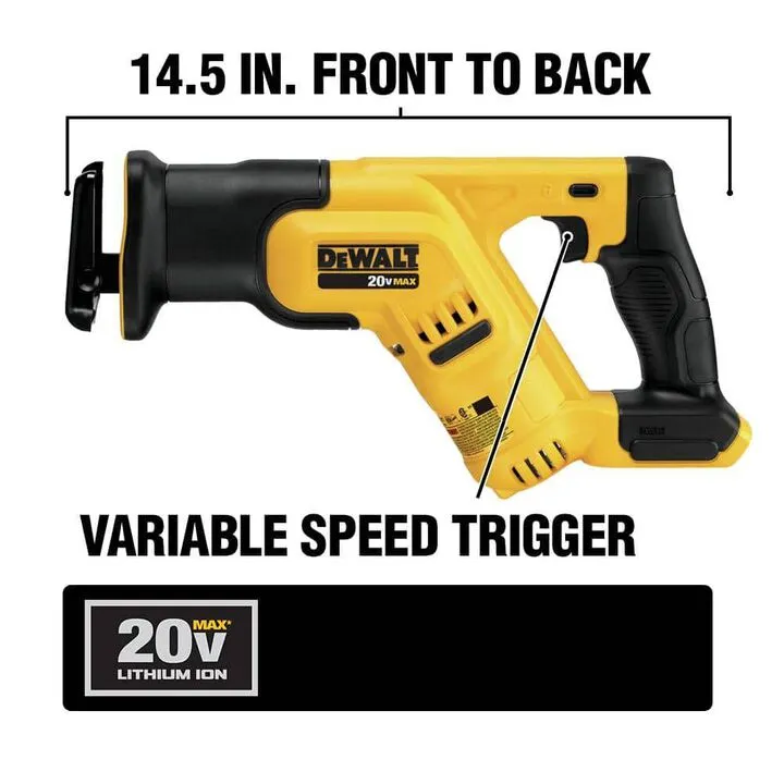 DEWALT 20V MAX Compact Reciprocating Saw Kit with 5.0Ah Battery 4