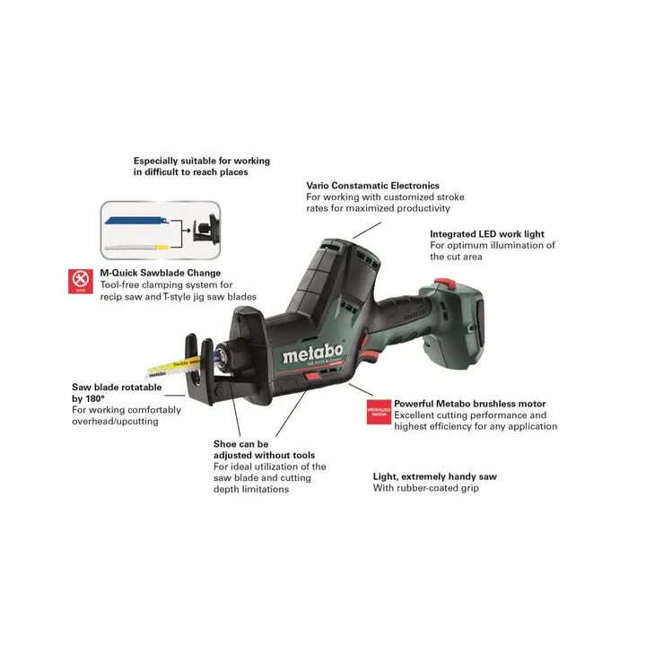 Metabo 18V Compact Brushless Reciprocating Saw (Bare Tool) 1