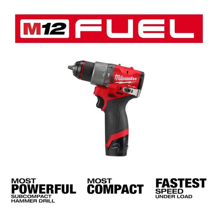 Milwaukee M12 1/2 Inch Cordless Hammer Drill/Driver Kit - Compact Professional Performance 2