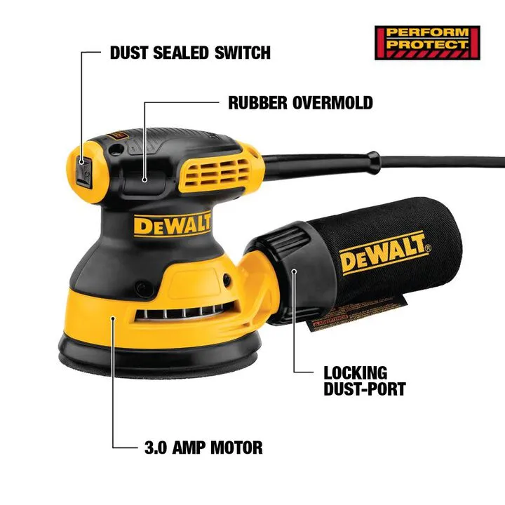 DEWALT 5-Inch Random Orbit Sander with Hook and Loop Pad 2