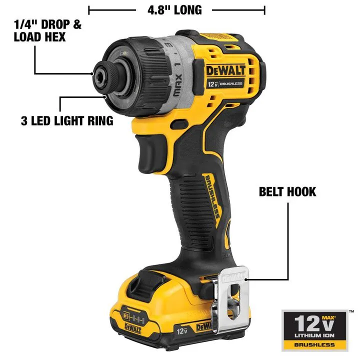DEWALT 12V Max Brushless Cordless Screwdriver Kit - Precision Performance Series 1