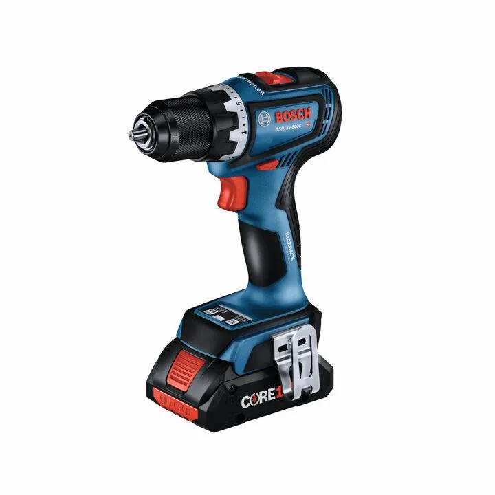 Bosch 18V Brushless Connected-Ready 1/2 Inch Drill/Driver Kit with 2pk CORE18V 4Ah Advanced Power Batteries 2