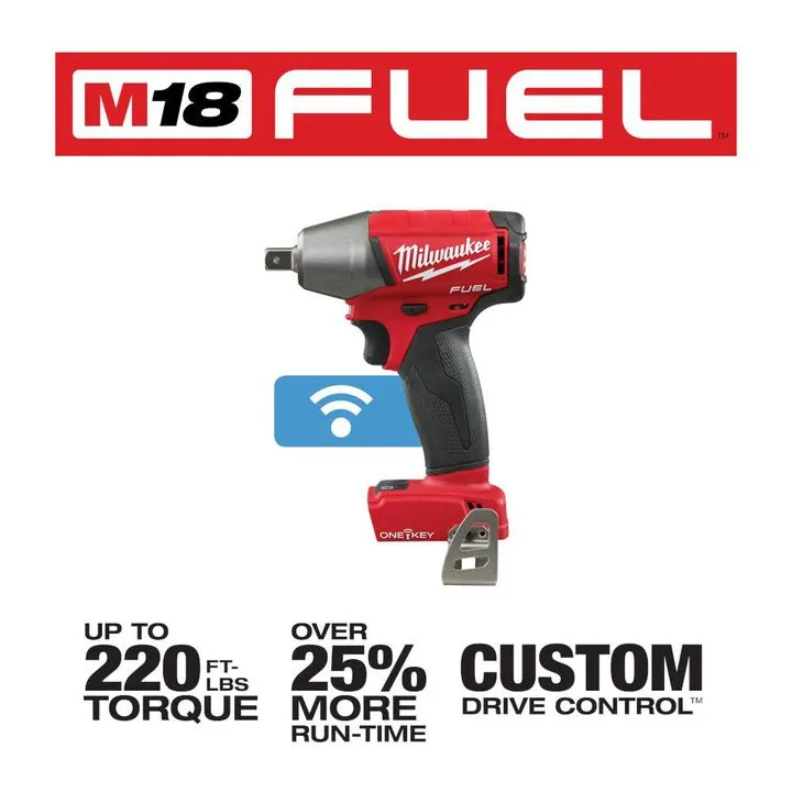 Milwaukee M18 FUEL 1/2 in. Compact Impact Wrench with Pin Detent & ONE-KEY (Bare Tool) 1