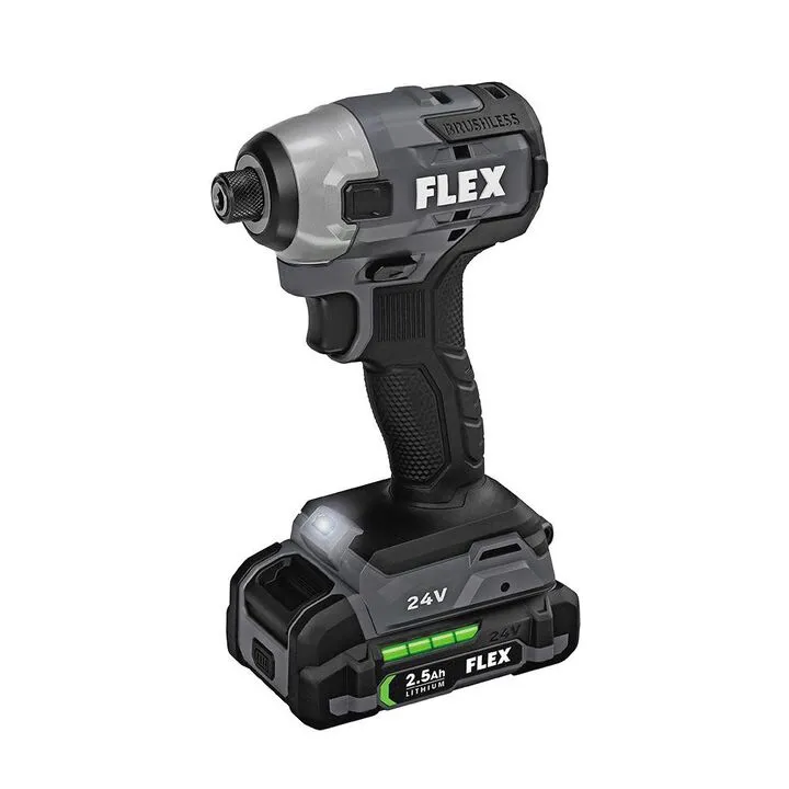 FLEX 24V 1/4-In. Hex Impact Driver Kit - Professional Grade Cordless Power 1