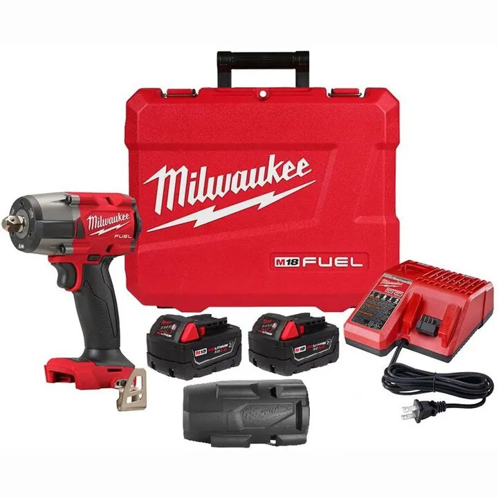 Milwaukee M18 FUEL 1/2 Inch Mid-Torque Impact Wrench with Pin Detent & Protective Boot Bundle