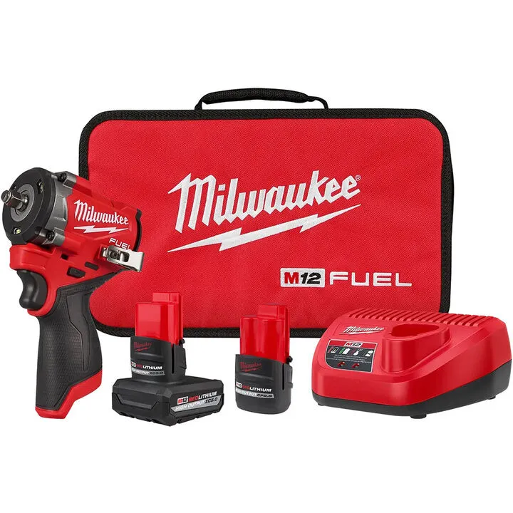 Milwaukee M12 FUEL Stubby 3/8 Inch Impact Wrench Kit - Optimized for Precision Automotive Work