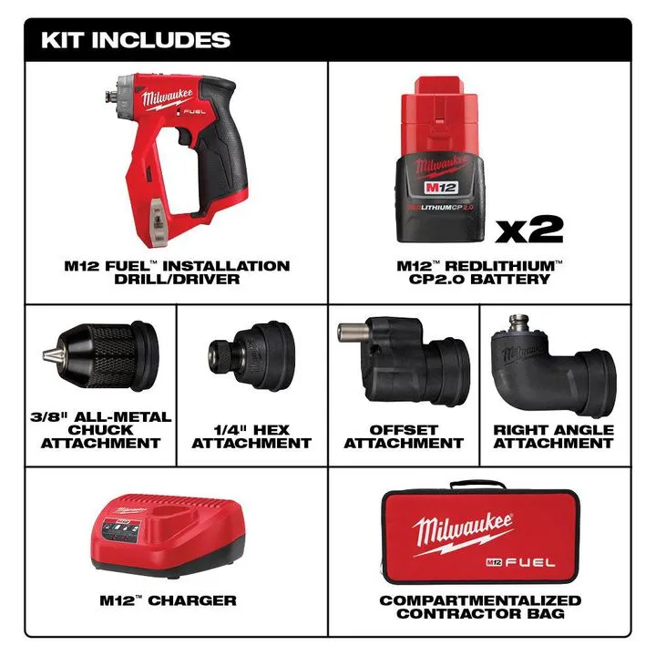 Milwaukee M12 FUEL Installation Drill/Driver Kit - Professional Grade Precision 1