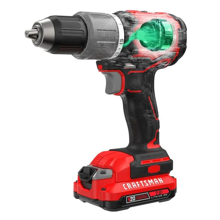 CRAFTSMAN V20 BRUSHLESS RP 1/2-Inch Hammer Drill Kit with 2x 2.0Ah Batteries & Charger 2