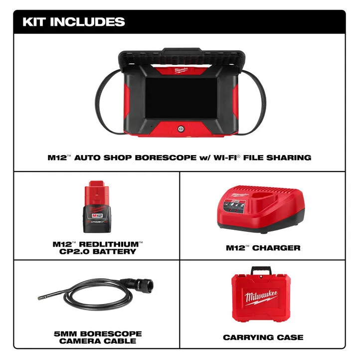 Milwaukee M12 Auto Shop Borescope with Wi-Fi File Sharing Kit 1