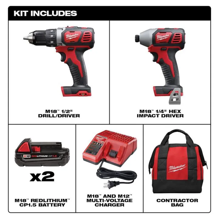 Milwaukee M18 Cordless Lithium-Ion 2-Tool Combo Kit - Professional Grade Performance 1