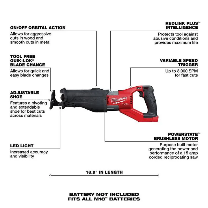 Milwaukee M18 FUEL SUPER SAWZALL (Bare Tool) - Professional Reconditioned Edition 2