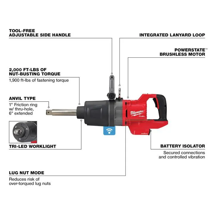 Milwaukee M18 FUEL 1-inch D-Handle Impact Wrench with ONE-KEY (Bare Tool) 2