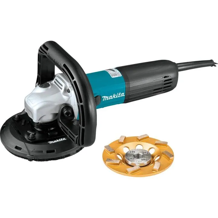 Makita 5in Concrete Planer Kit with Integrated Dust Extraction Shroud & Diamond Cup Wheel