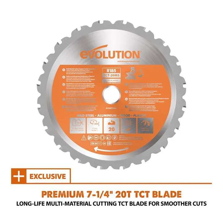 Evolution 120V 10A 3700 RPM 185mm Sliding Compound Miter Saw with TCT Blade 3