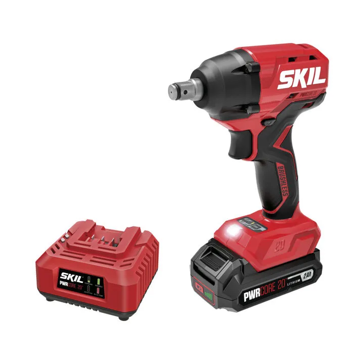 SKIL PWR CORE 20 Brushless 20V 1/2 Inch Impact Wrench Kit - High-Performance Cordless Power