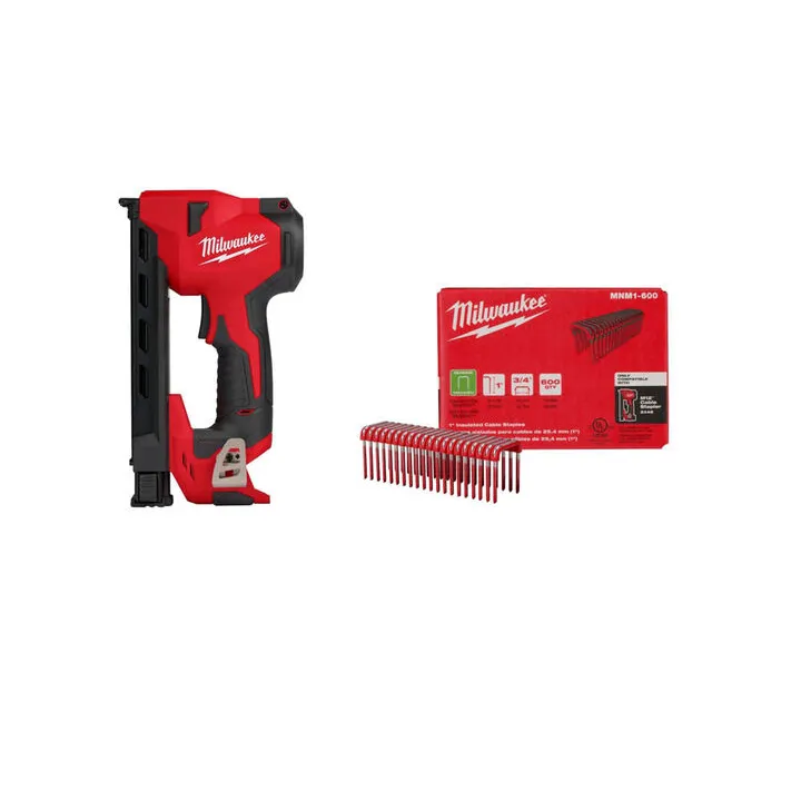 Milwaukee M12 Cordless Cable Stapler (Bare Tool) with 600pc 1-inch Staple Bundle 1