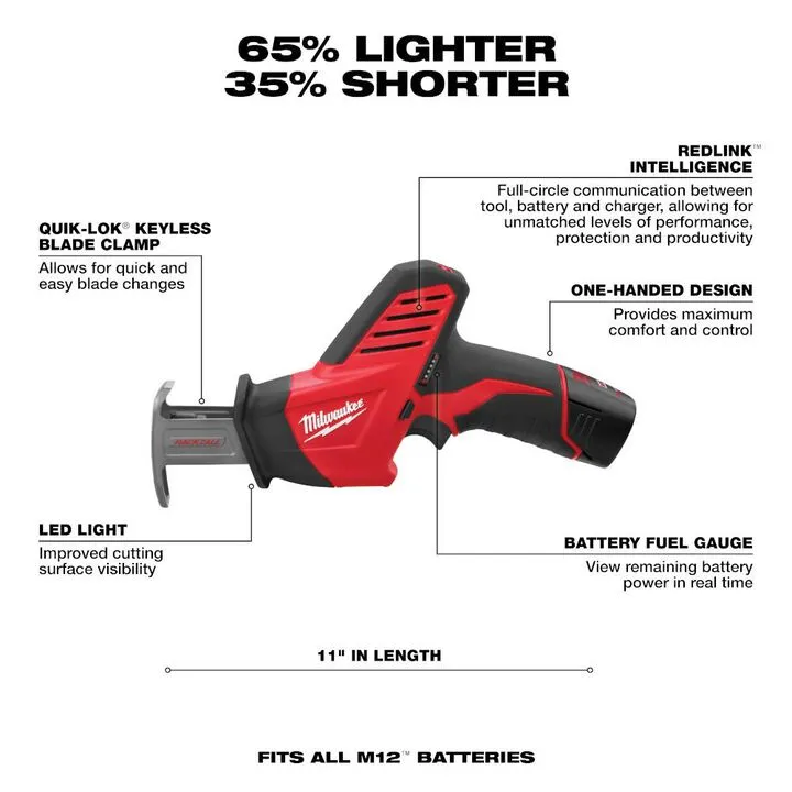 Milwaukee M12 HACKZALL Cordless Reciprocating Saw One Battery Kit 2