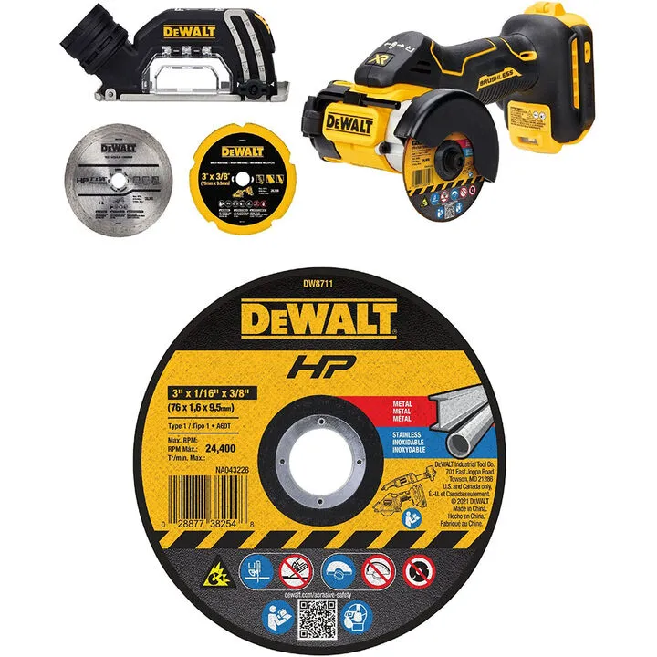DEWALT 20V MAX XR Cordless Cut-Off Tool & Bonded Cutting Wheel Bundle