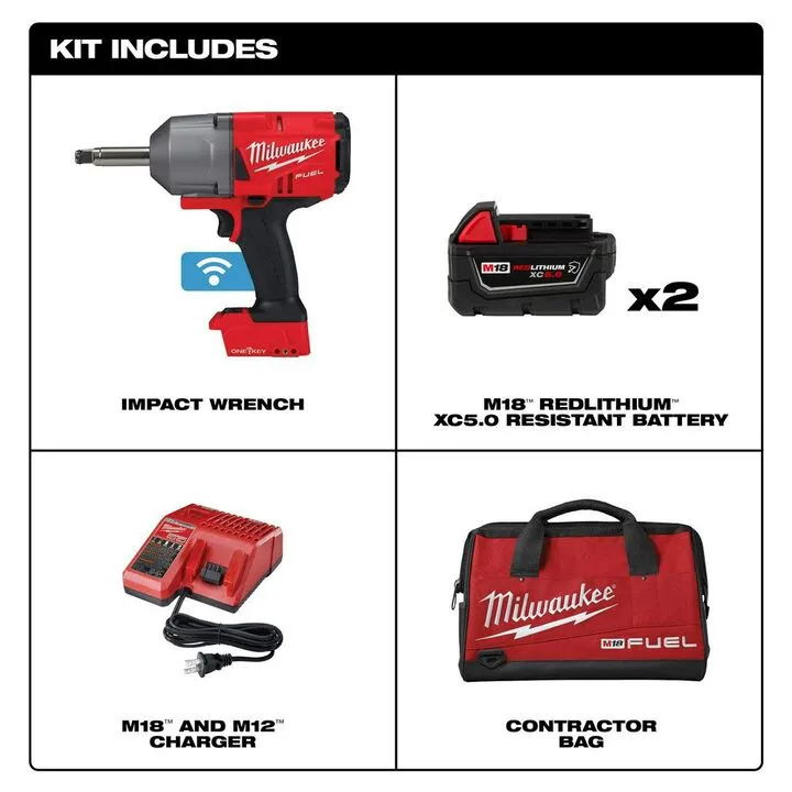 Milwaukee M18 FUEL 1/2 Inch Extended Anvil Controlled Torque Impact Wrench with ONE-KEY Kit 1